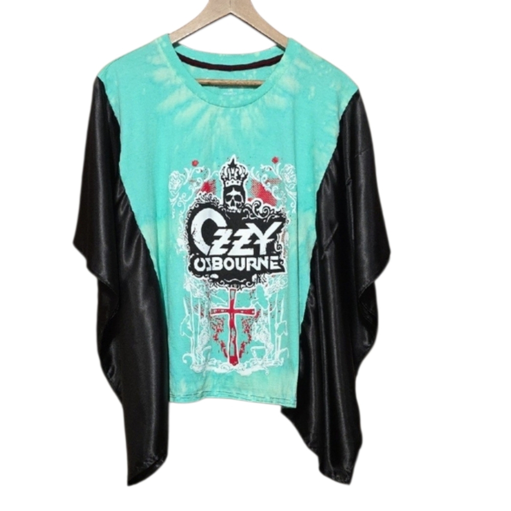 Upcycled Ozzy Osbourne Graphic Tee - Green and Black